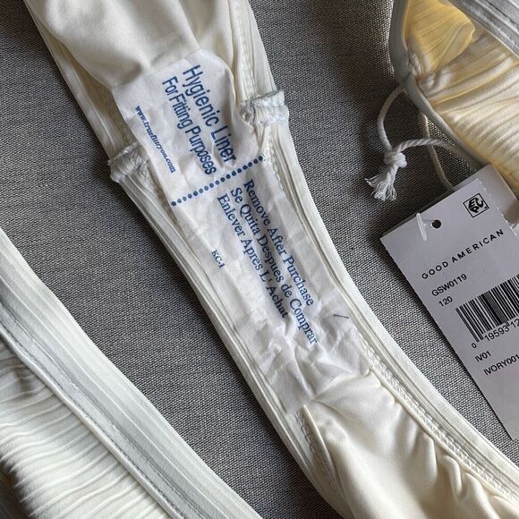 Good American 7 4X Plus Bikini Bottom Swimwear High Cut Ribbed Ivory NWT Beach - Picture 5 of 7